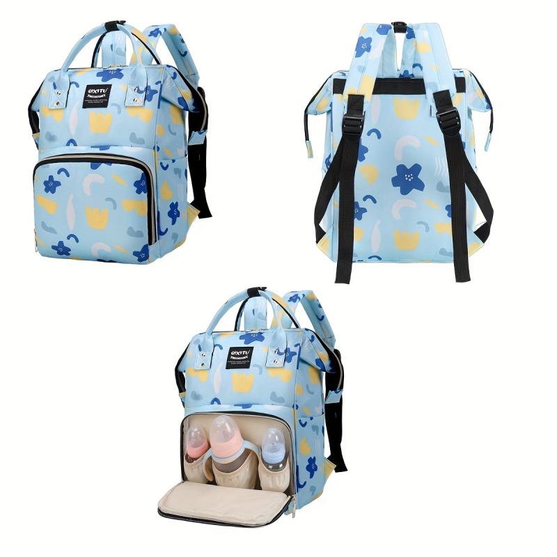 Floral Pattern Diaper Bag Backpack Large Capacity