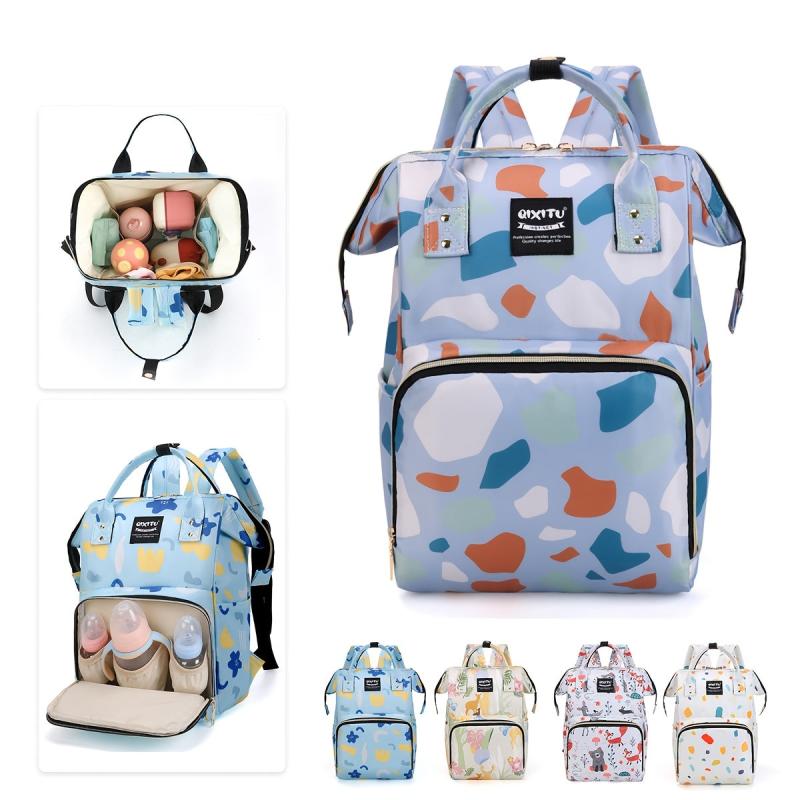 Floral Pattern Diaper Bag Backpack Large Capacity