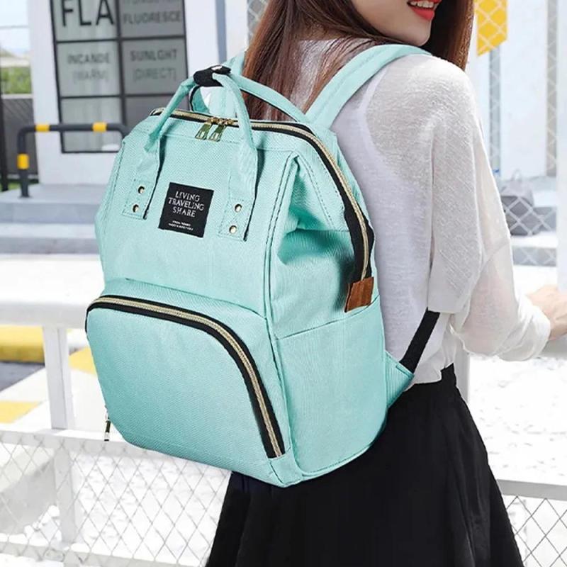 LAND Floral Monogram Diaper Backpack with Changing Mat & Insulated Pockets