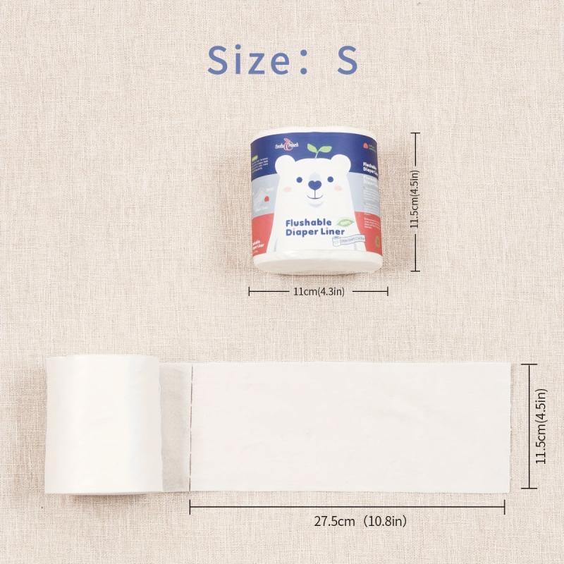 Bamboo Fiber Flushable Diaper Liners 100 Sheets Roll Polar Bear