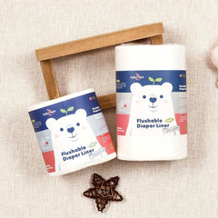 Bamboo Fiber Flushable Diaper Liners 100 Sheets Roll Polar Bear