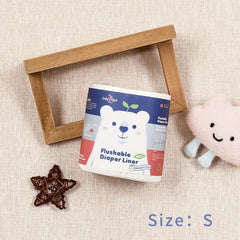 Bamboo Fiber Flushable Diaper Liners 100 Sheets Roll Polar Bear