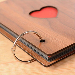 Wooden Love Heart Photo Album Vintage Style 6 Inch Scrapbook