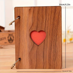Wooden Love Heart Photo Album Vintage Style 6 Inch Scrapbook