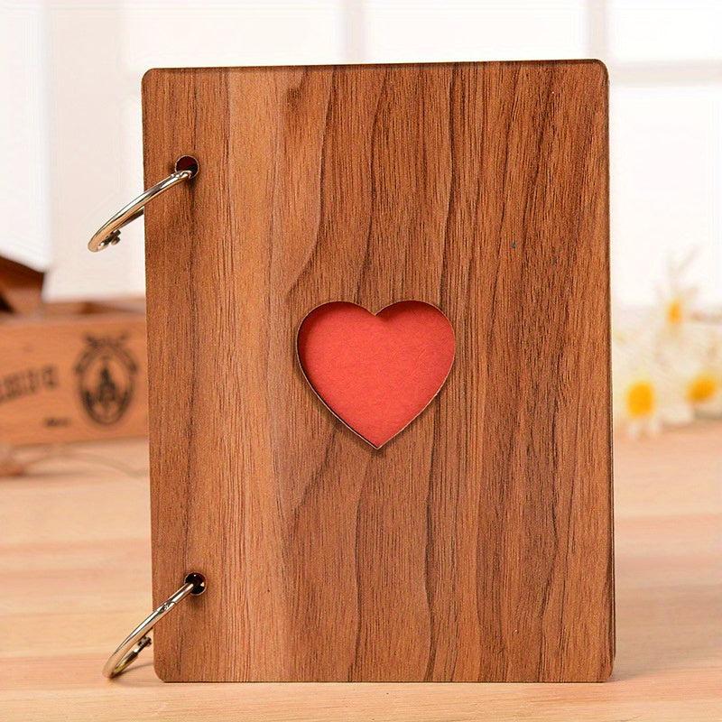 Wooden Love Heart Photo Album Vintage Style 6 Inch Scrapbook