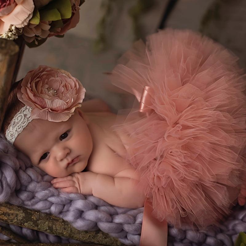 Pink Ballet Skirt & Headband Set for Girls Soft Nylon One Year Old
