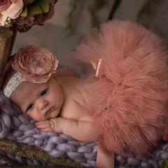 Pink Ballet Skirt & Headband Set for Girls Soft Nylon One Year Old