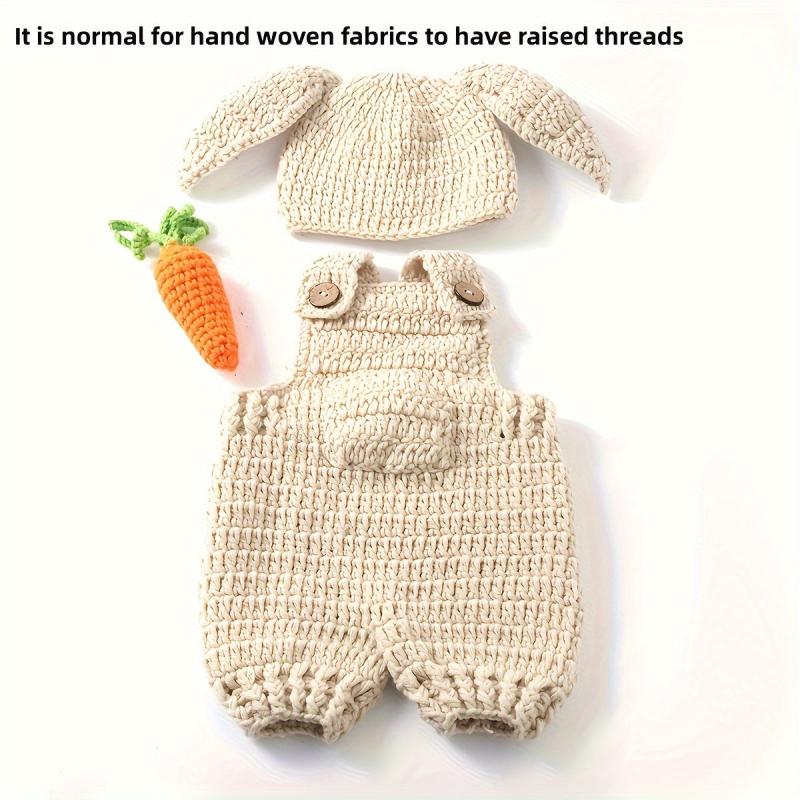 3-Piece Carrot Bunny Baby Photo Outfit