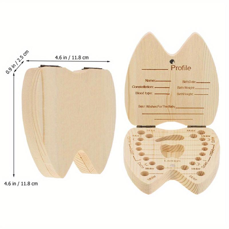 Wooden Floral Letter Tooth Storage Box