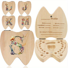 Wooden Floral Letter Tooth Storage Box