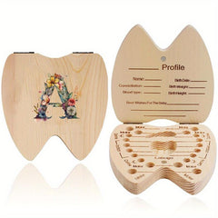 Wooden Floral Letter Tooth Storage Box