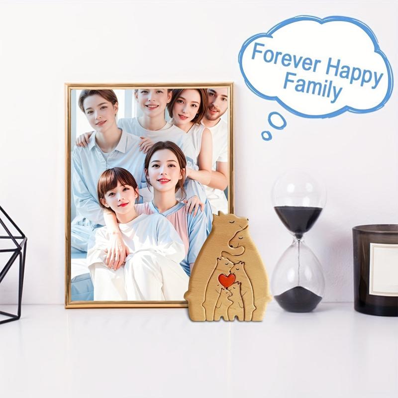 Qicai Xiaolu DIY Family Wooden Puzzle Heartwarming Solid Wood Decor Yellow