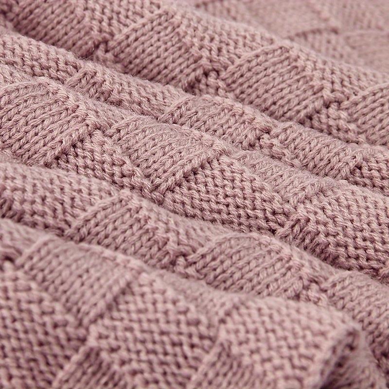 Cozy Kids' Solid Throw Blanket Soft Knit Hand Washable for Autumn & Winter