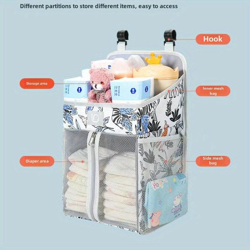 Functional Nursery Organizer Bag Hanging Storage for Diapers Wipes Toys