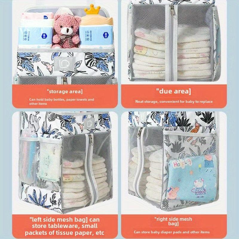 Functional Nursery Organizer Bag Hanging Storage for Diapers Wipes Toys