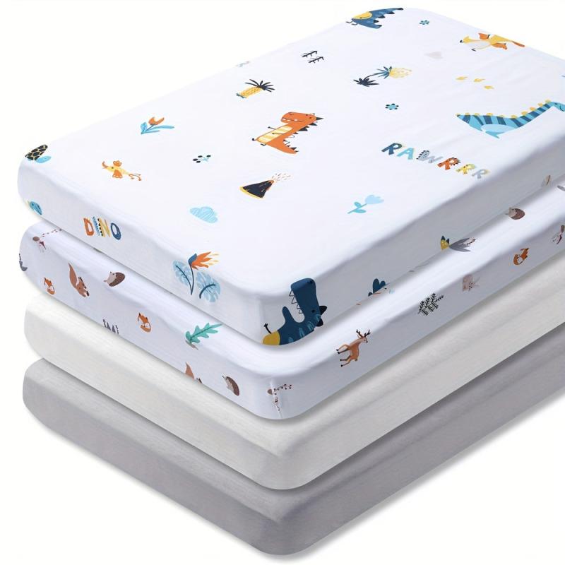 BEEWEED 4-Piece Microfiber Crib Sheets - Cozy & Soft for Boys and Girls