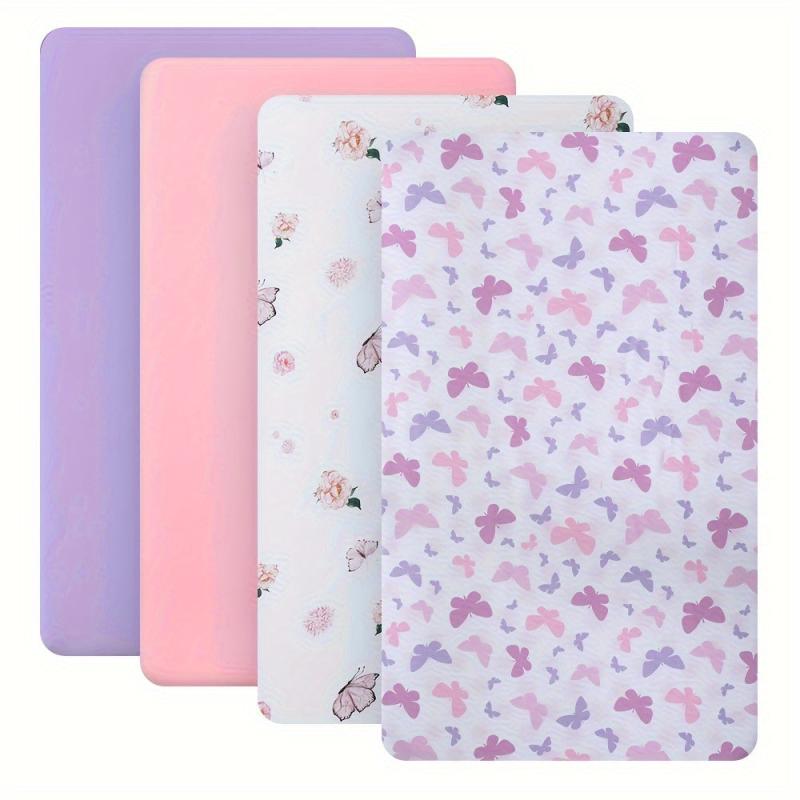 BEEWEED 4-Piece Microfiber Crib Sheets - Cozy & Soft for Boys and Girls