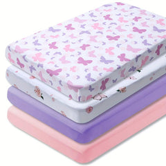 BEEWEED 4-Piece Microfiber Crib Sheets - Cozy & Soft for Boys and Girls