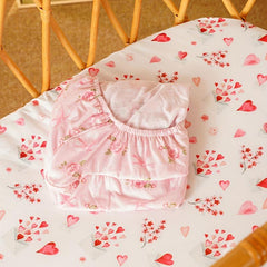 Happyflute 2pcs Pink Floral & Car Print Cradle Sheets