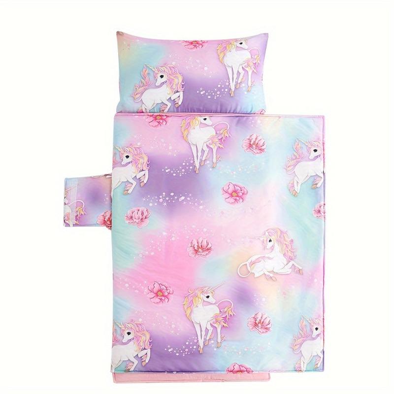 BEEWEED Unicorn Print Nap Mat for Kids 3-6 Years