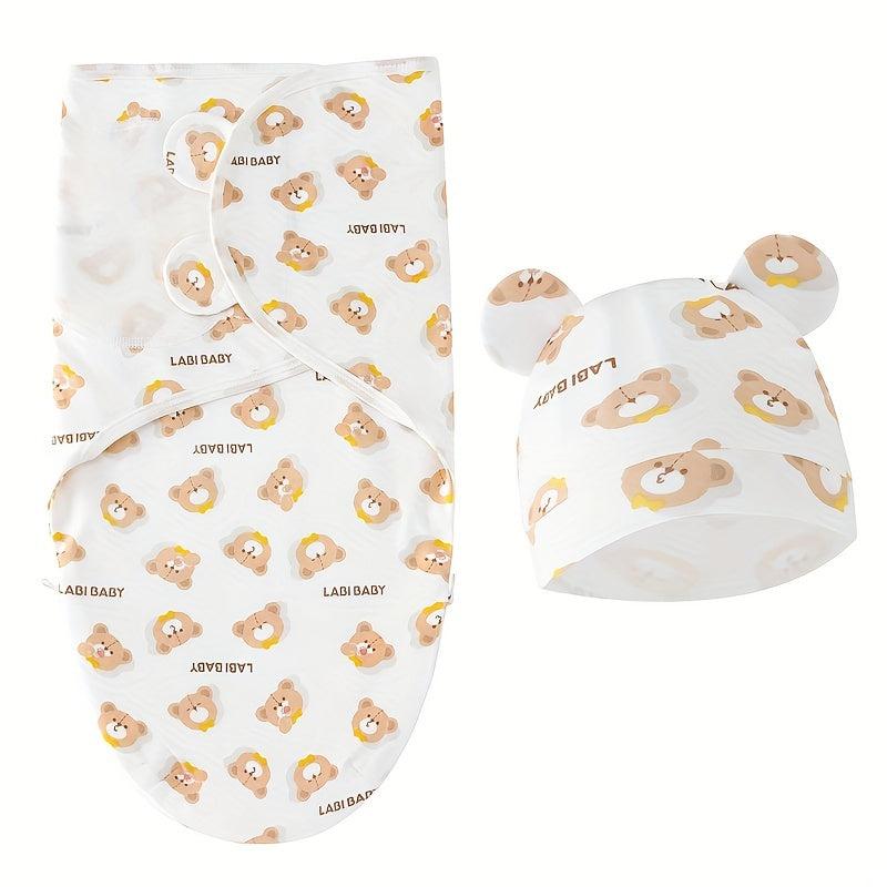 Newborn Swaddle Blankets & Hats for Boys & Girls 0-6 Months
