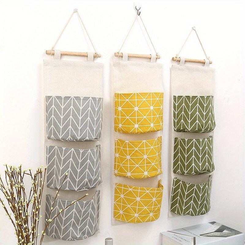 3 Pocket Hanging Bag Linen Door Storage Organizer