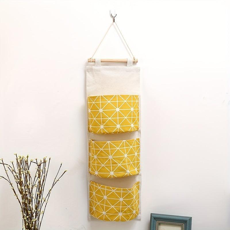 3 Pocket Hanging Bag Linen Door Storage Organizer