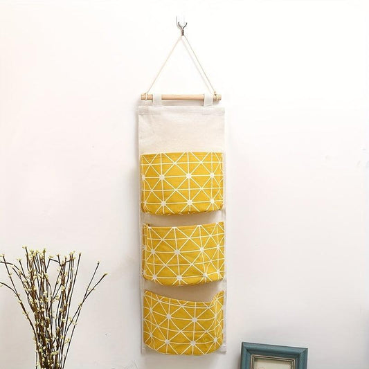 3 Pocket Hanging Bag Linen Door Storage Organizer