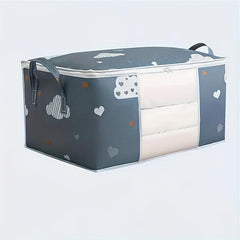 2pcs Foldable Fabric Storage Bags Heart & Cloud Pattern Clothes Organizers