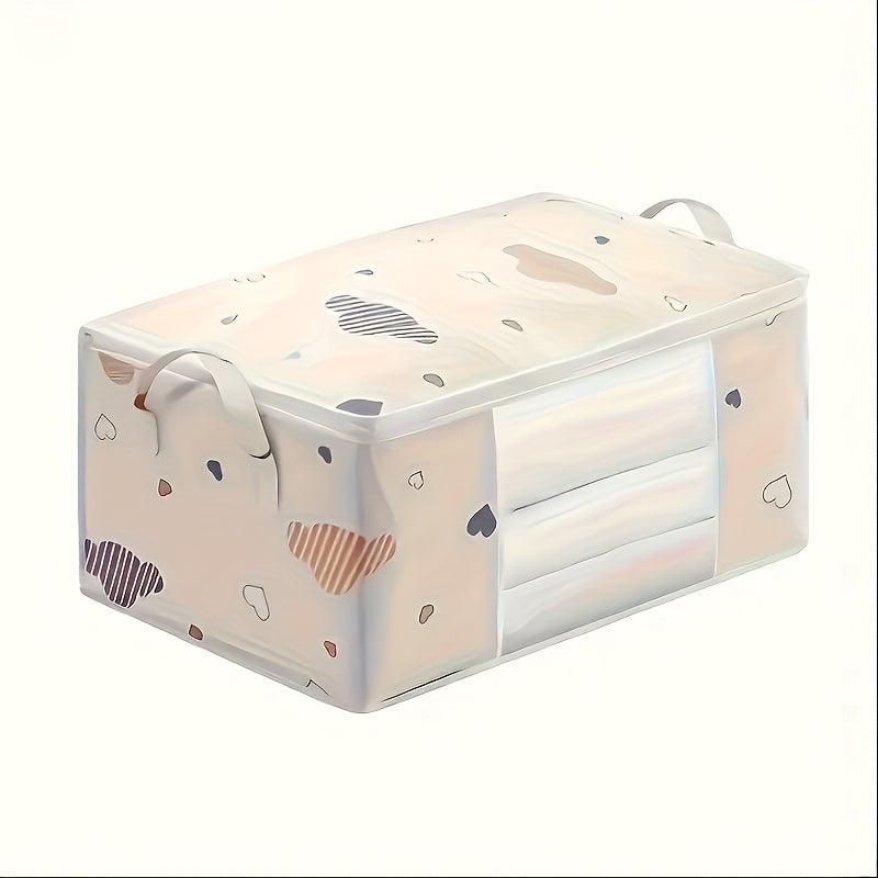 2pcs Foldable Fabric Storage Bags Heart & Cloud Pattern Clothes Organizers