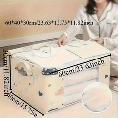 2pcs Foldable Fabric Storage Bags Heart & Cloud Pattern Clothes Organizers