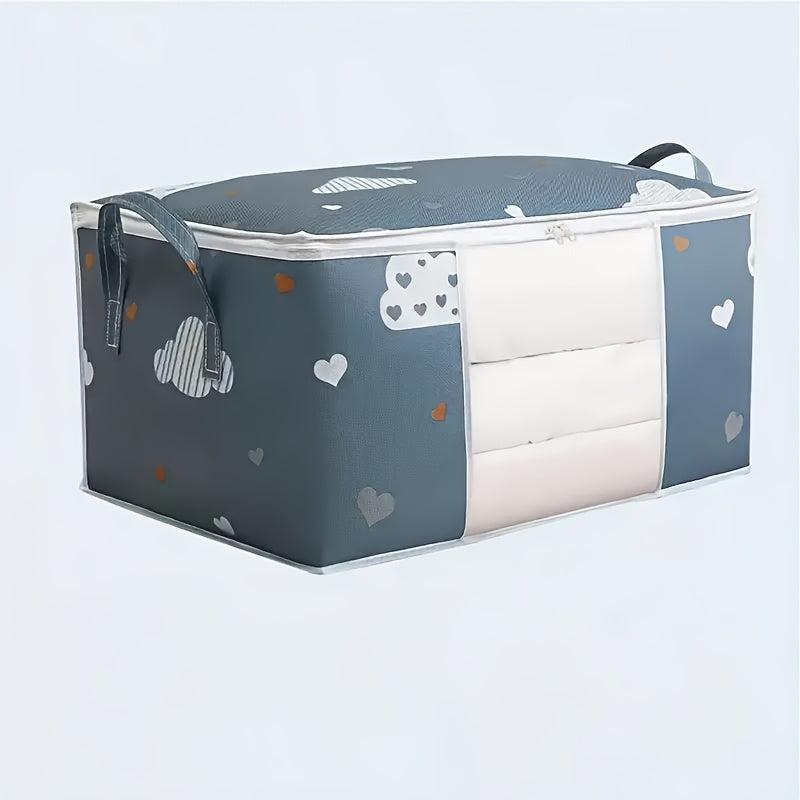 2pcs Foldable Fabric Storage Bags Heart & Cloud Pattern Clothes Organizers