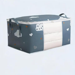 2pcs Foldable Fabric Storage Bags Heart & Cloud Pattern Clothes Organizers