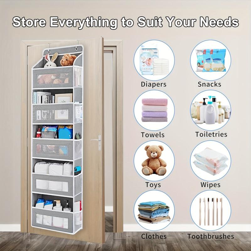 5 Tier Over the Door Hanging Organizer with Large Capacity Pockets Anti Tip