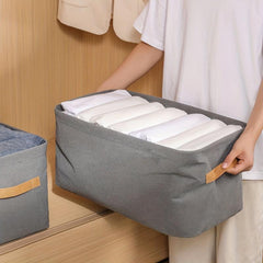 Canvas Storage Bin with Thick Steel Frame Multipurpose Organizer Grey