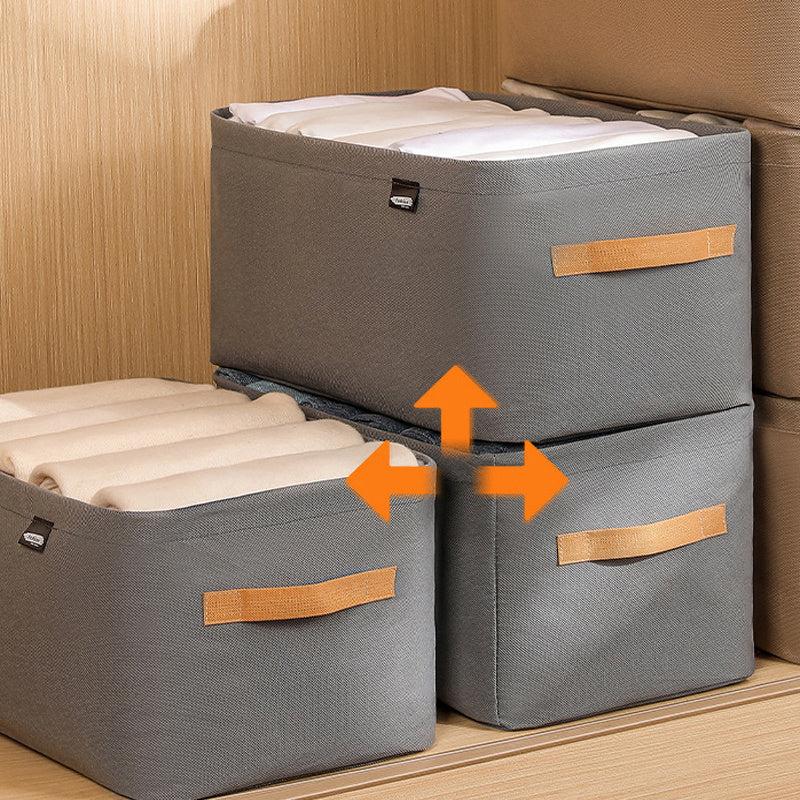 Canvas Storage Bin with Thick Steel Frame Multipurpose Organizer Grey