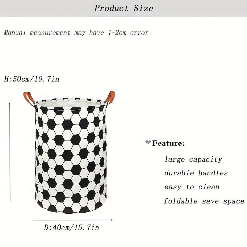 Football Pattern Laundry Basket Lightweight Durable Storage Bag for Clothes Toys