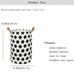 Football Pattern Laundry Basket Lightweight Durable Storage Bag for Clothes Toys