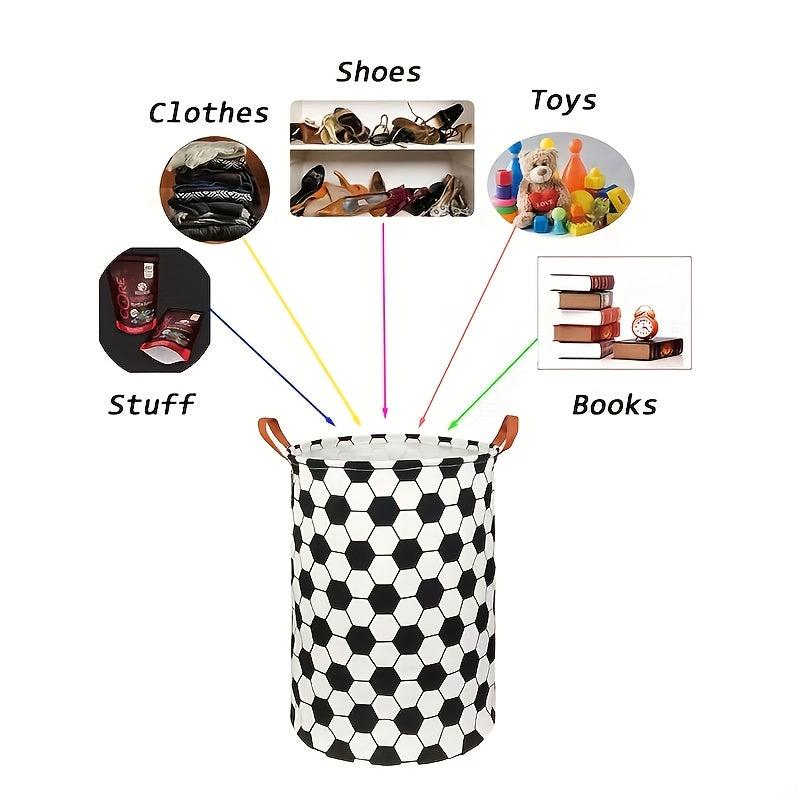 Football Pattern Laundry Basket Lightweight Durable Storage Bag for Clothes Toys