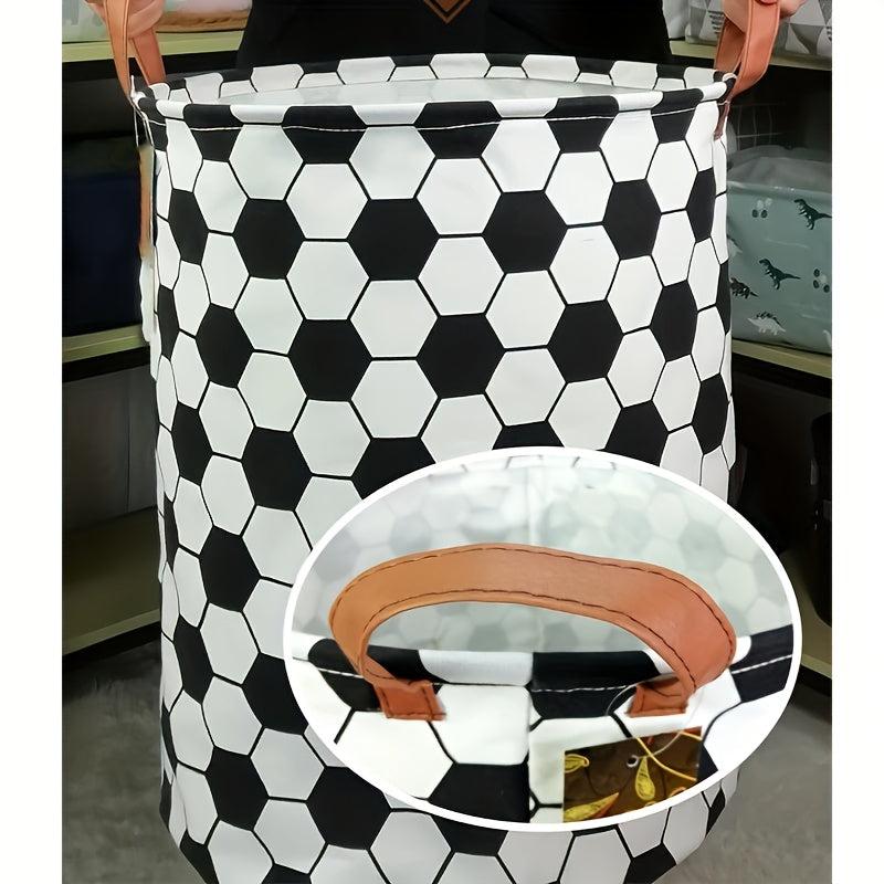 Football Pattern Laundry Basket Lightweight Durable Storage Bag for Clothes Toys