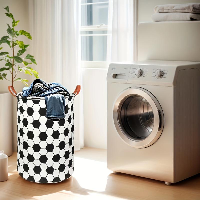 Football Pattern Laundry Basket Lightweight Durable Storage Bag for Clothes Toys