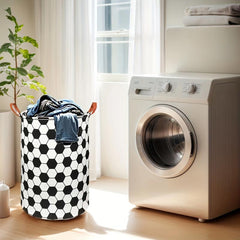 Football Pattern Laundry Basket Lightweight Durable Storage Bag for Clothes Toys