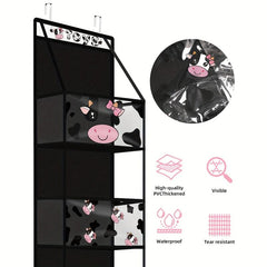 Cow Print Over the Door Organizer with 4 Clear Pockets