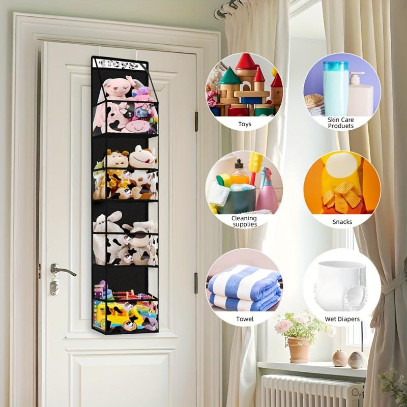 Cow Print Over the Door Organizer with 4 Clear Pockets