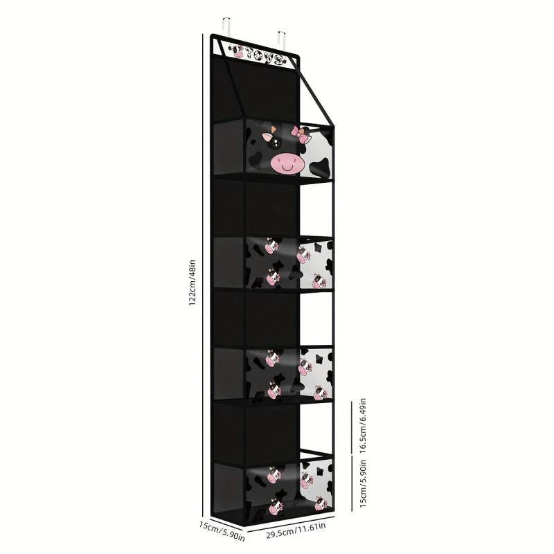 Cow Print Over the Door Organizer with 4 Clear Pockets