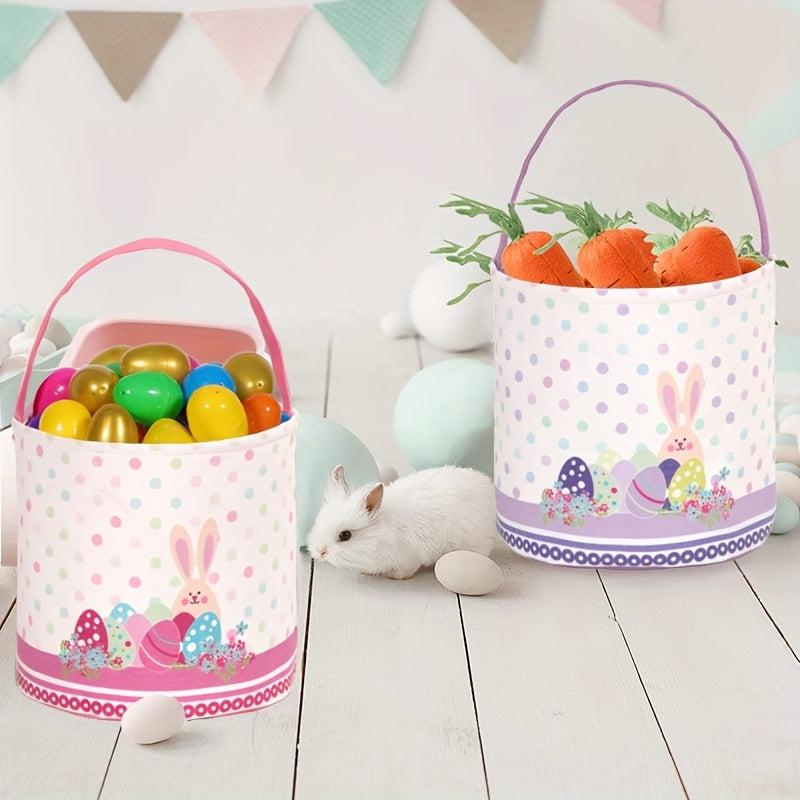 Easter Bunny Basket Fabric Storage Bin with Bow, Personalized Water Jug