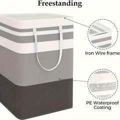 75L Gray Laundry Basket with Foldable Hanger and Extended Handle