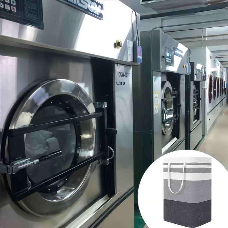75L Gray Laundry Basket with Foldable Hanger and Extended Handle
