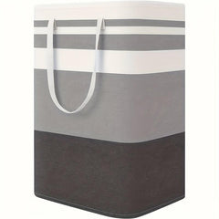 75L Gray Laundry Basket with Foldable Hanger and Extended Handle