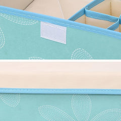 Underwear & Sock Organizer Drawer Storage Box Teal with Flowers and Green Leaves